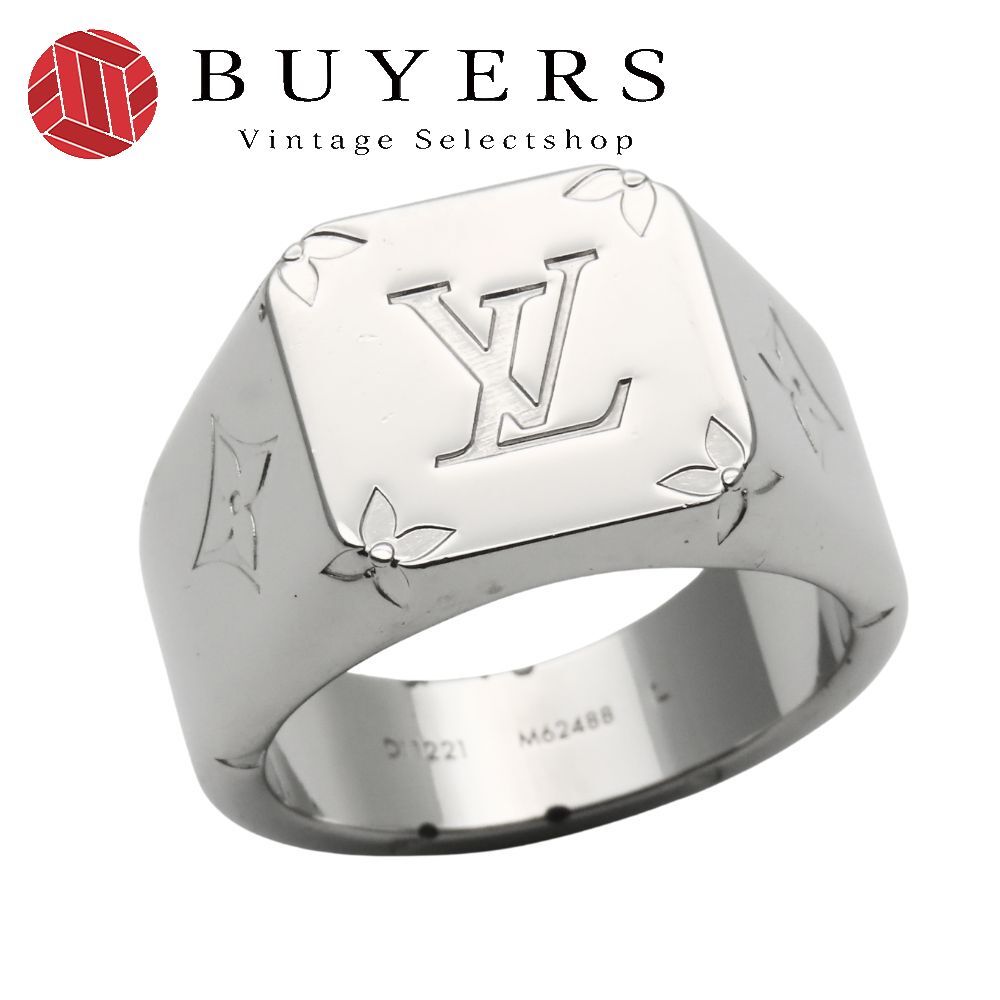ルイ ヴィトン リング 指輪 シグネットリング M 62488 モノグラム L メタル シルバー メッキ メンズ 男性 LOUIS VUITTON