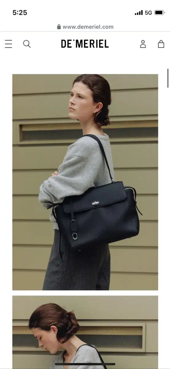 demeriel ルナ サッチェルバッグ Mサイズ ブラック