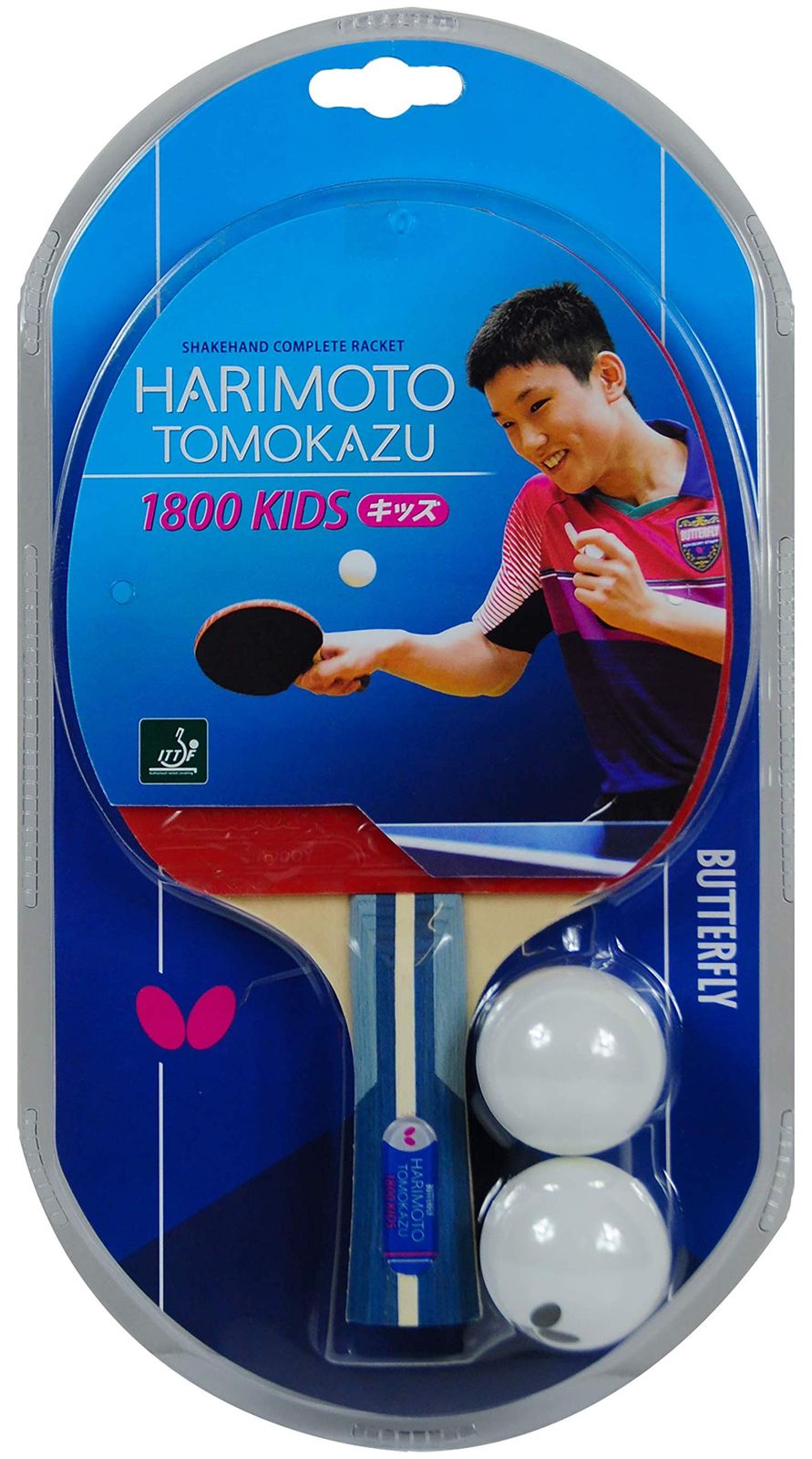 限定セール，100%新品 新品 バタフライ(Butterfly) 子供用 卓球 ラケット 張本智和1800 キッズ シェークハンド 5枚合板 【ラバー張り上げ済】 16960 ラケット