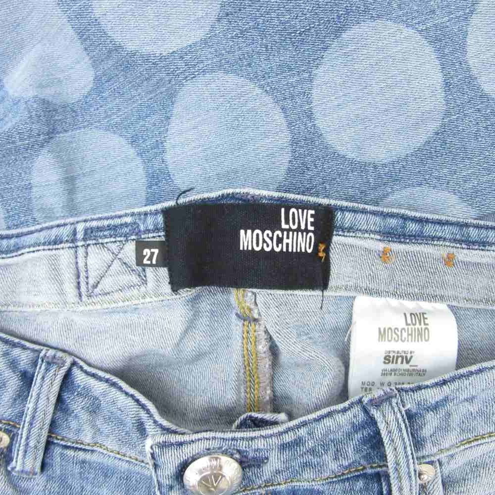  ラブモスキーノ LOVE ジーンズ デニムパンツ スキニーパンツ アンクル丈 ストライプ柄 ドット柄 27 青 ブルー MA 4 GY 58 デニム ジーンズ パンツ