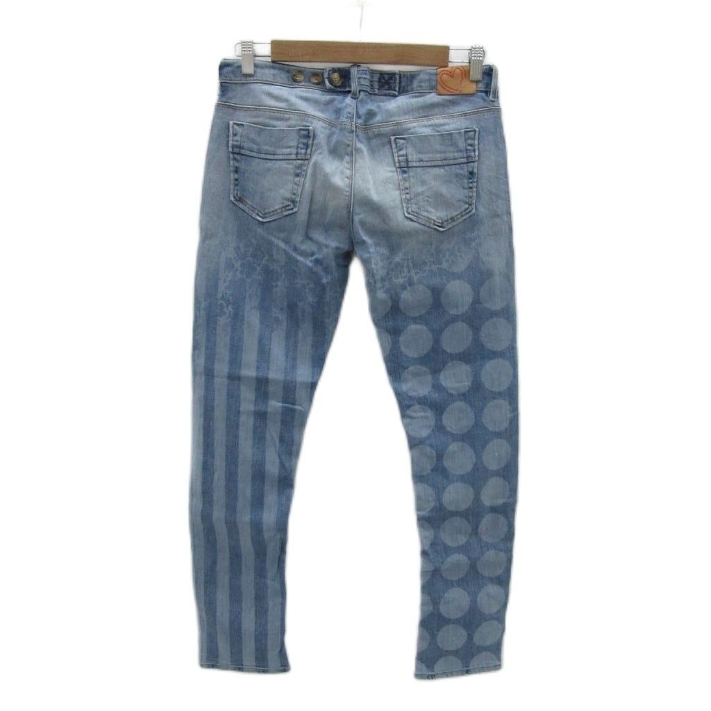 ラブモスキーノ LOVE ジーンズ デニムパンツ スキニーパンツ アンクル丈 ストライプ柄 ドット柄 27 青 ブルー MA 4 GY 58