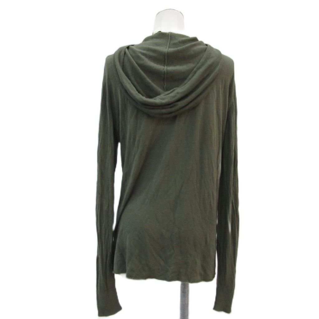 ロベルトコリーナ ROBERTO COLLINA ニットパーカー プルオーバー カシミヤ混 48 L カーキ ミドル丈 YS 27 GY 58