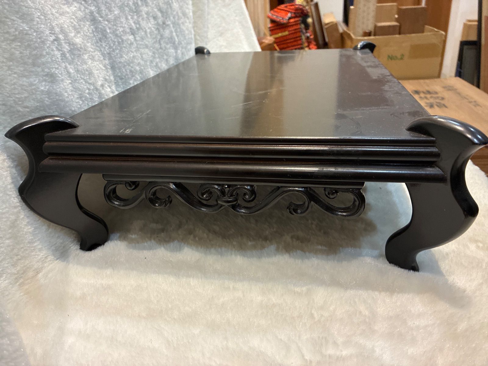 花台 小卓 黒檀 猫足 透かし彫り - メルカリ