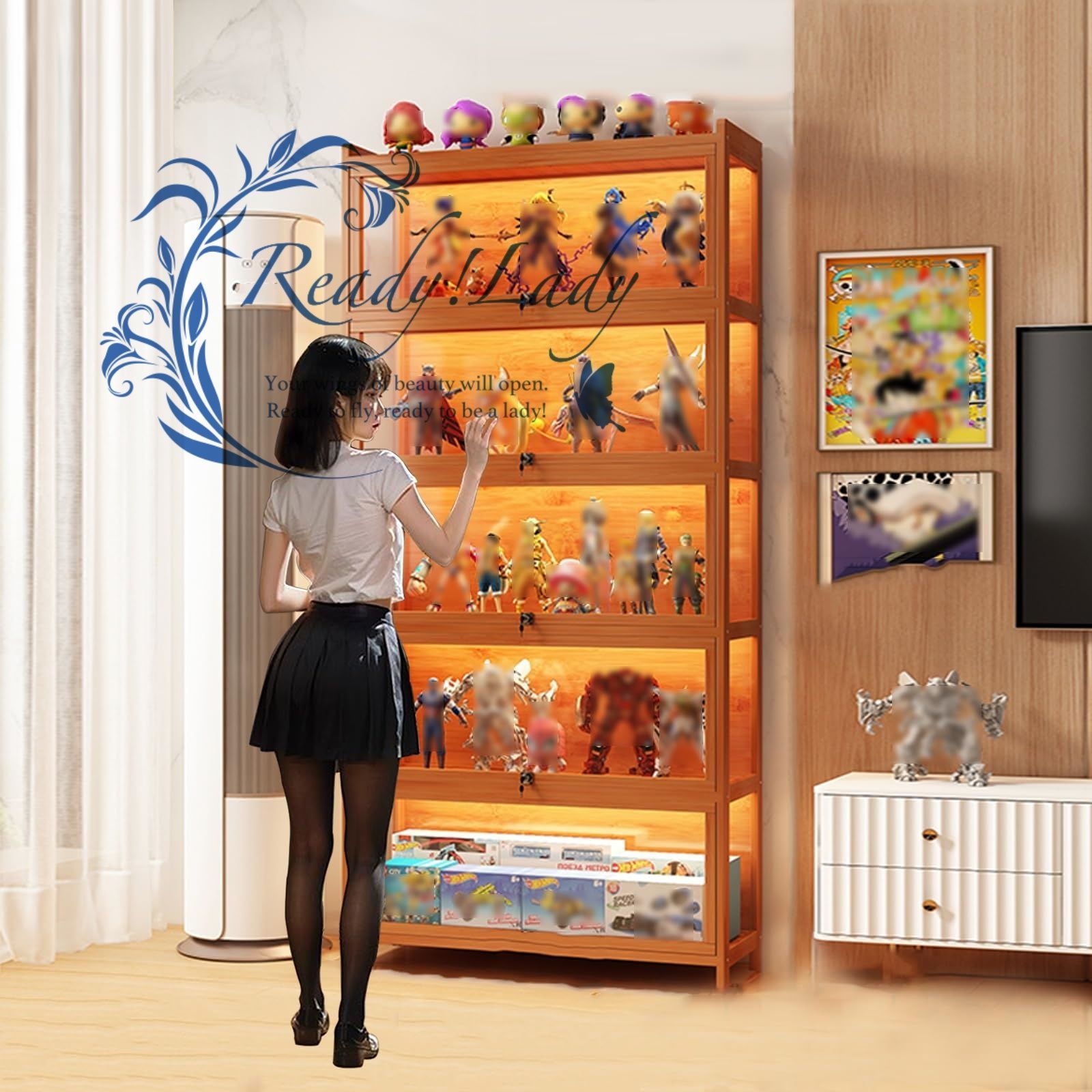 ケースショーケース アクリル フィギュア ディスプレイキャビネット ケース 大容量のストレージ ラック 透明展示ケース Brown 6 F 70 x 32 4 171 cm