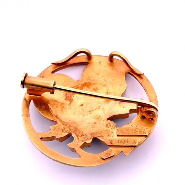  マリエラ K 18 YG 花びら フラワーモチーフ ブローチ エナメル バルセロナ七宝 鑑定済み ブローチ コサージュ アクセサリー