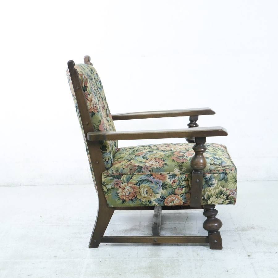 神戸洋家具 永田良介商店 シングルソファ 1人掛け 楢材 ゴブラン織り