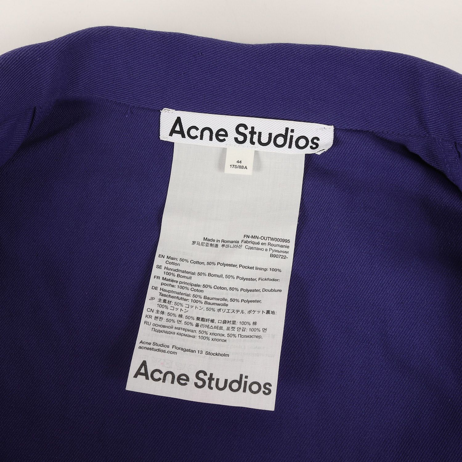 ACNE STUDIOS アクネ ストゥディオズ ジャケット サイズ:44 / ヘビーツイル スナップボタン ワイド ワークジャケット (Ourle Twill Overshirt) / パープル / アウター ブルゾン 上着【メンズ】【中古】【K4327】 ACNE STUDIOS アクネ ストゥディオズ ジャケット サイズ:44