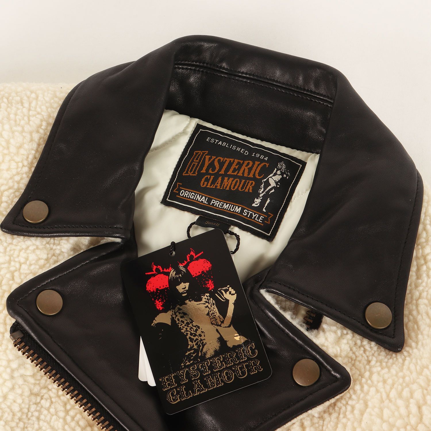 HYSTERIC GLAMOUR ヒステリックグラマー ジャケット アイボリー ブラック サイズ:S | ラムレザー コンビ ボアフリース ダブル ライダース ジャケット (BOA RIDERS JACKET) | 日本製 | アウター ブルゾン 上着【メンズ】【K4668】 新品】HYSTERIC GLAMOUR ヒステリックグラマー ジャケット アイボリー
