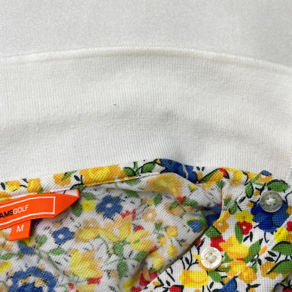 サイズ：M BEAMS GOLF ビームスゴルフ 半袖ポロシャツ 花柄 ホワイト系
