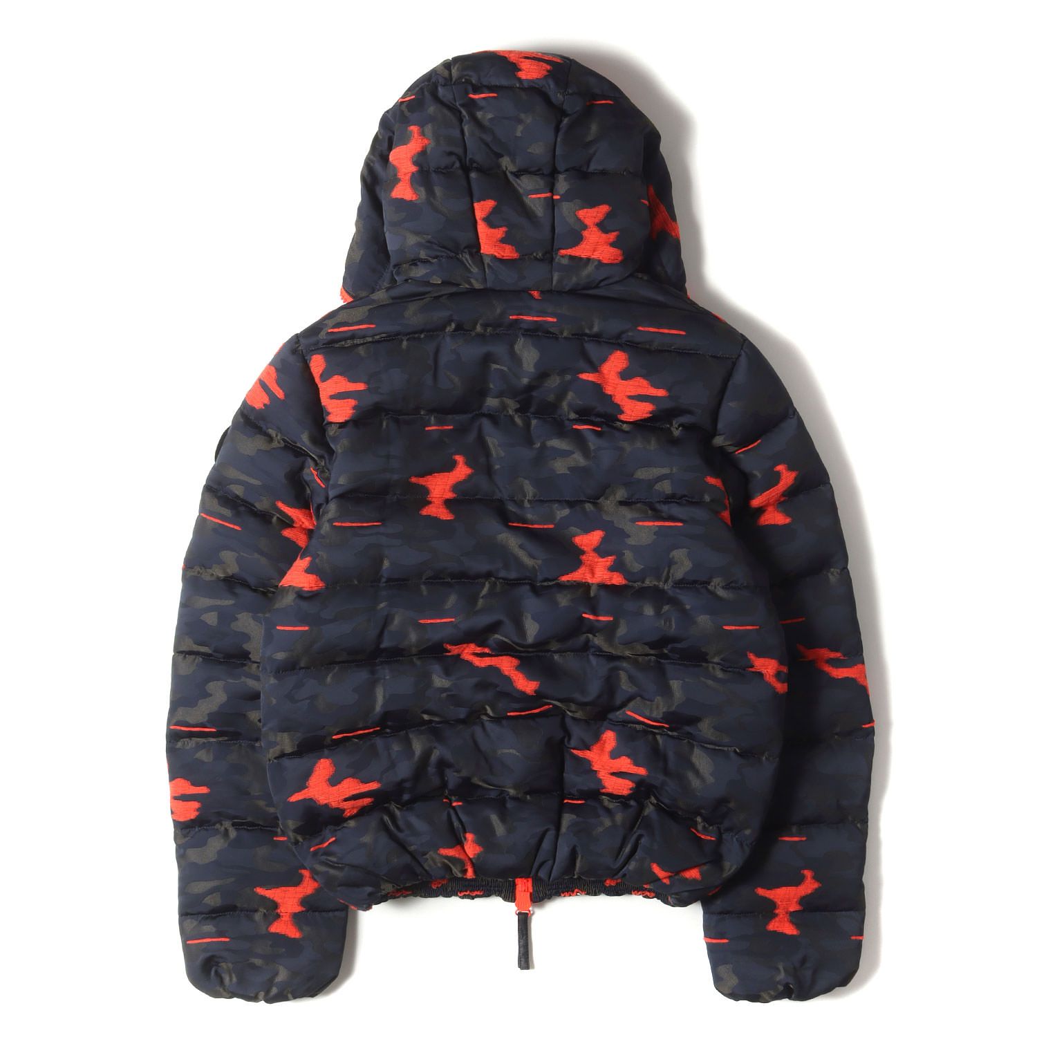 DUVETICA デュベティカ ジャケット ネイビー ネオンオレンジ サイズ:48 | HYDROGEN ジャガードカモ フルジップ ナイロン フーデッド ダウンジャケット (DIONISIO DJ CAMO FLUO) | アウター ブルゾン 上着【メンズ】【中古】【K4668】 DUVETICA デュベティカ ジャケット ネイビー ネオンオレンジ サイズ:48