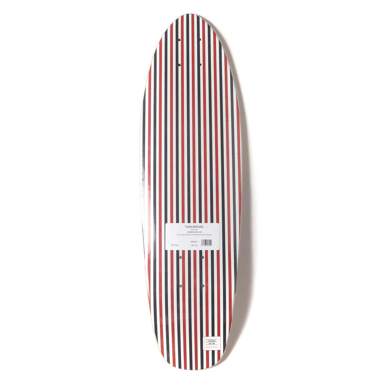 THOM BROWNE トムブラウン シグネチャー ストライプ スケートボード ウッド デッキ SHAPED SKATEBOARD W RWB PRINTED STRIPE IN WOOD トリコロール ファッション 雑貨 メンズ