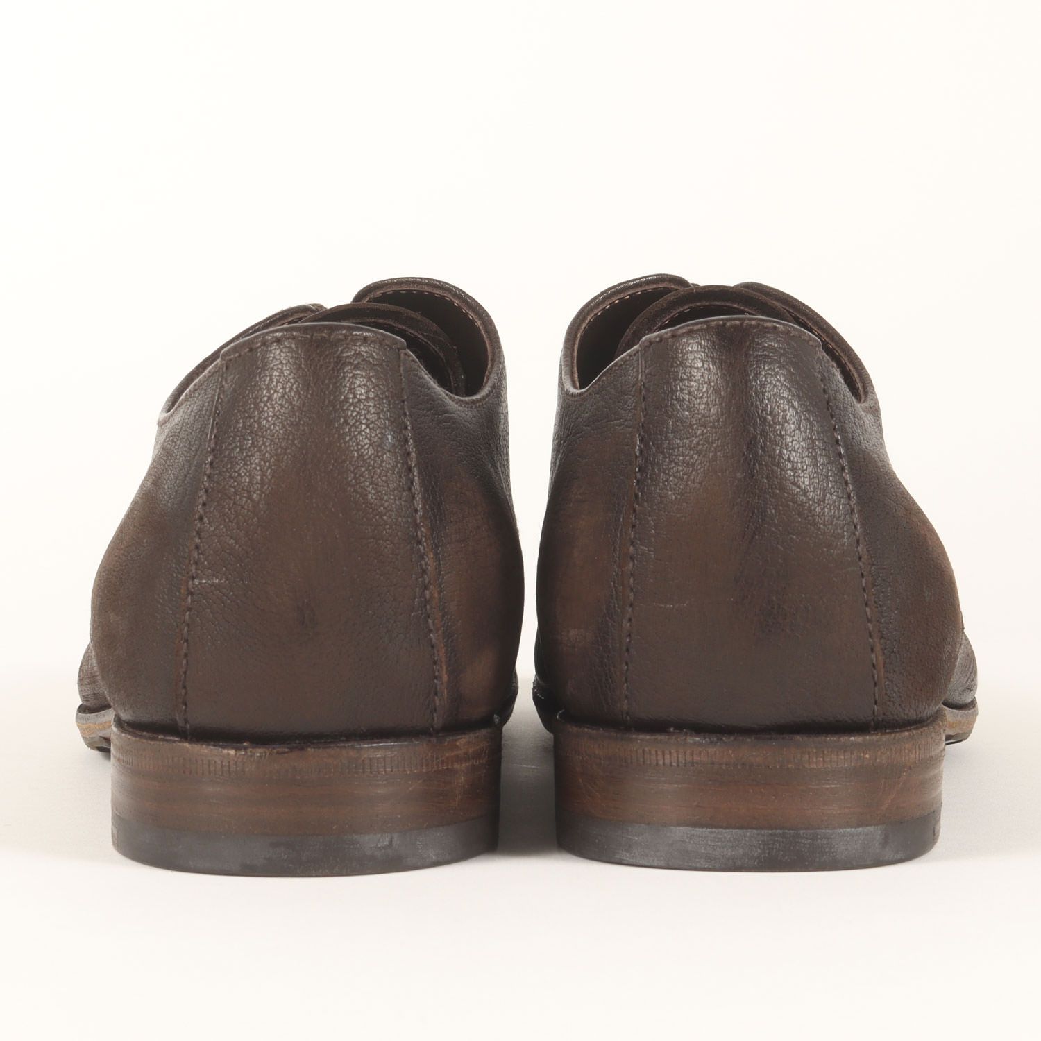  PRADA プラダ サイズ 5 1 2 加工 レースアップ レザー ドレスシューズ ブラウン イタリア製 ブランド 靴 メンズ ドレス ビジネスシューズ ブーツ 革靴