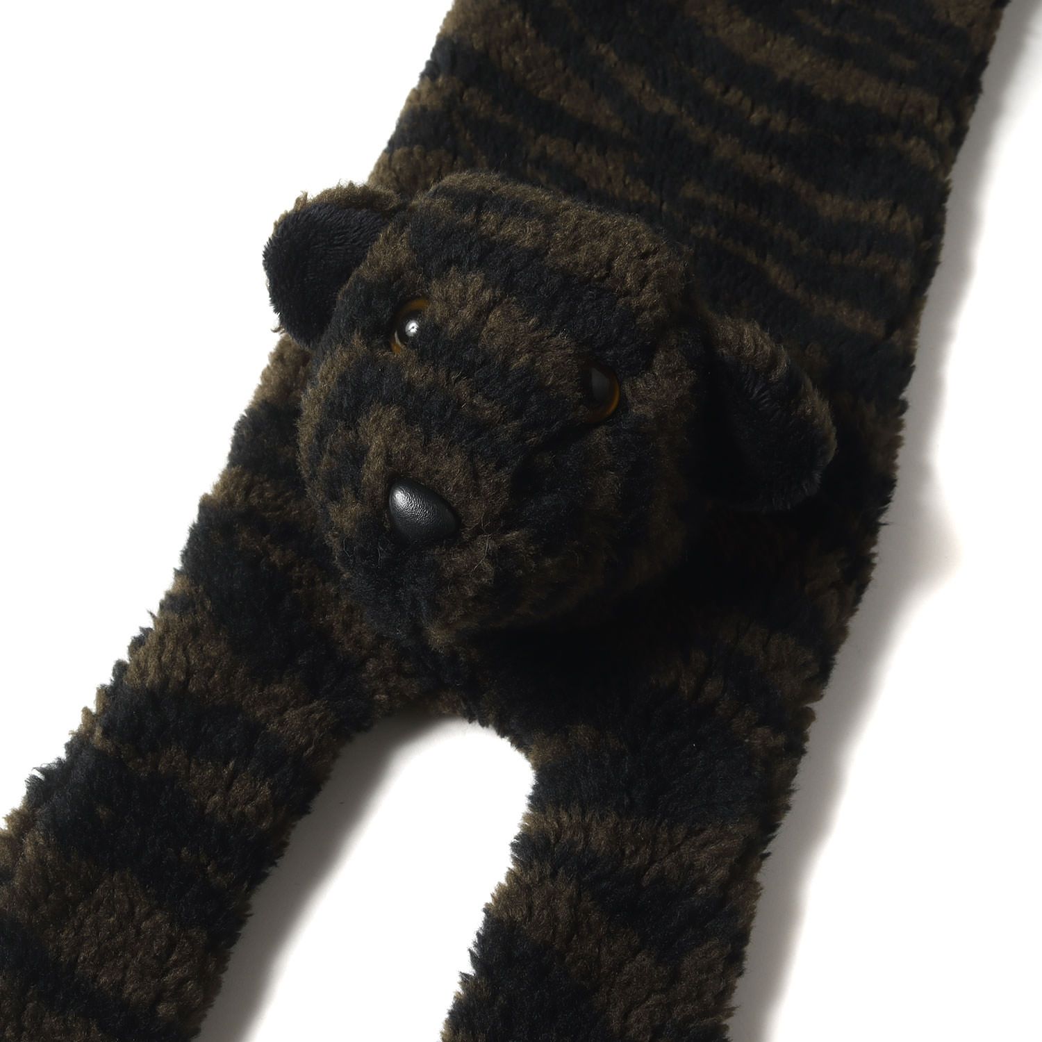 KENZO ケンゾー タイガー モチーフ フリース マフラー FUR STRIPED TIGER SCARF イタリア製 カーキ ブラック ブランド ファッション アイテム 小物 メンズ
