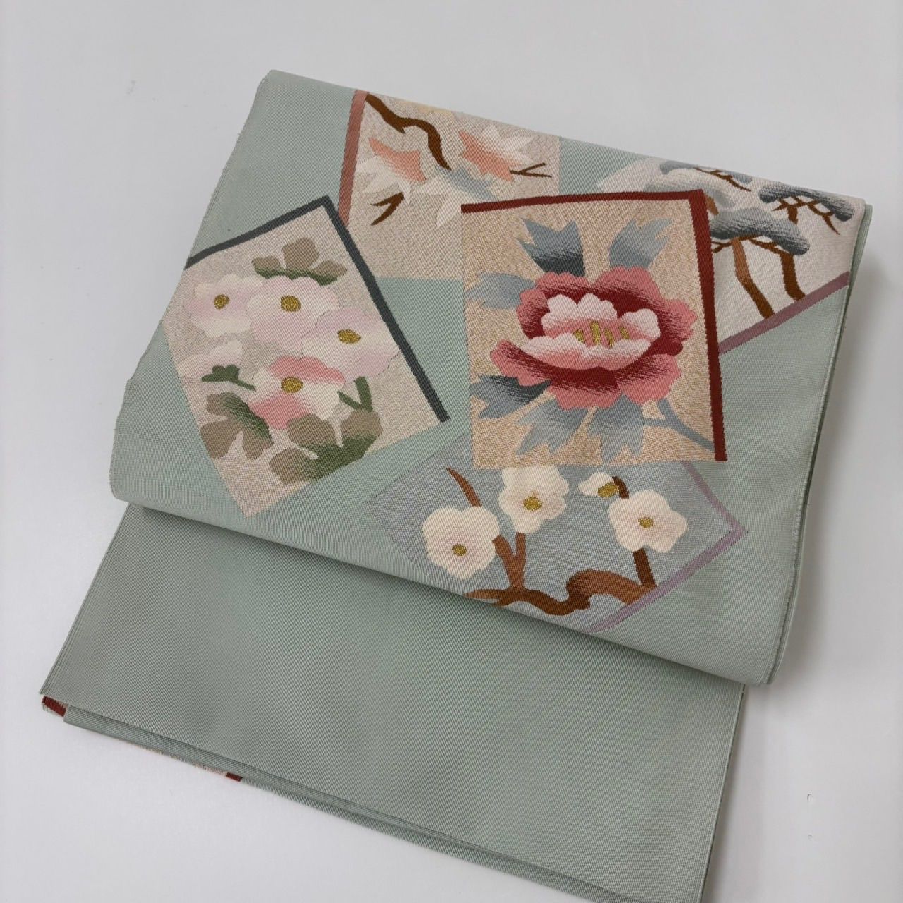 【専用ページ】名古屋帯　爪掻き本綴れ　花兎　正絹 名古屋帯 爪掻き綴れ 色紙に美しい花 八寸 正絹 MA-2538 - メルカリ