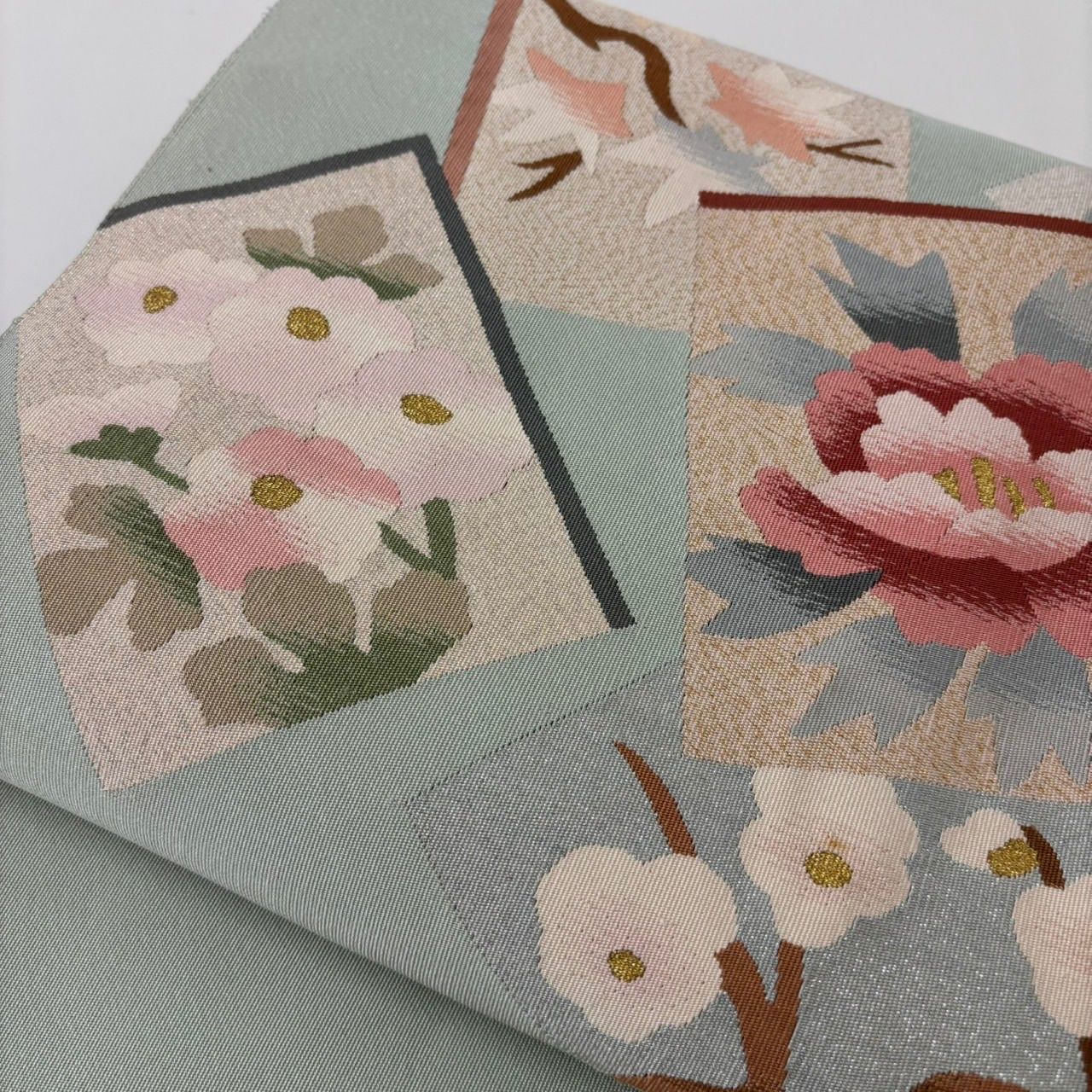 名古屋帯 爪掻き綴れ 色紙に美しい花 八寸 正絹 MA-2538 - メルカリ