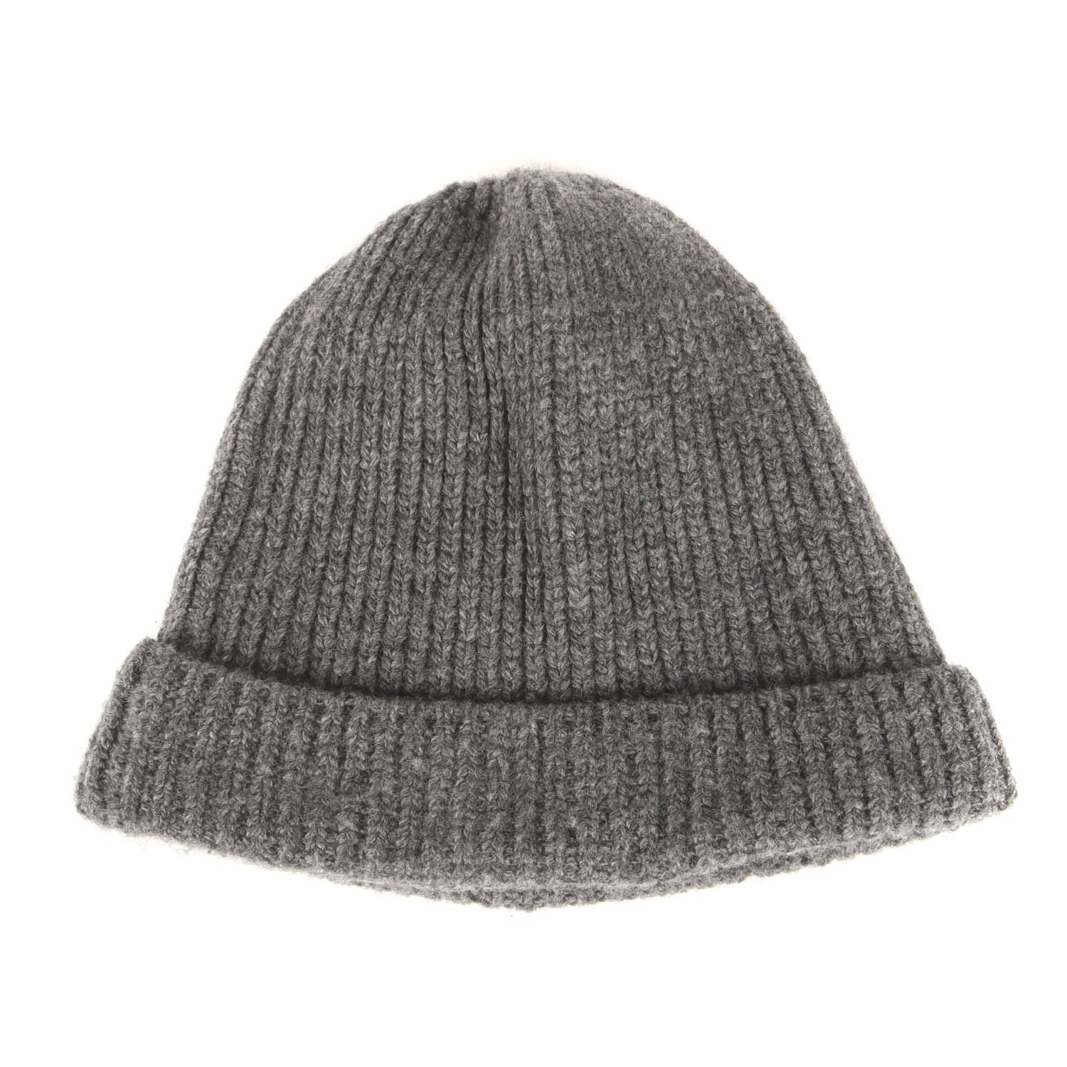 PRADA プラダ ビーニー グレー サイズ S 24 AW トライアングルロゴプレート付き カシミヤウール ニット Wool cashmere Knit Beanie イタリア製 ブランド ニットキャップ 帽子 メンズ