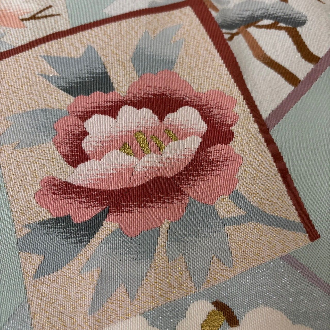 【専用ページ】名古屋帯　爪掻き本綴れ　花兎　正絹 爪掻本つづれ】 傑作西陣織本爪掻綴織八寸名古屋帯 「彩花」 もう