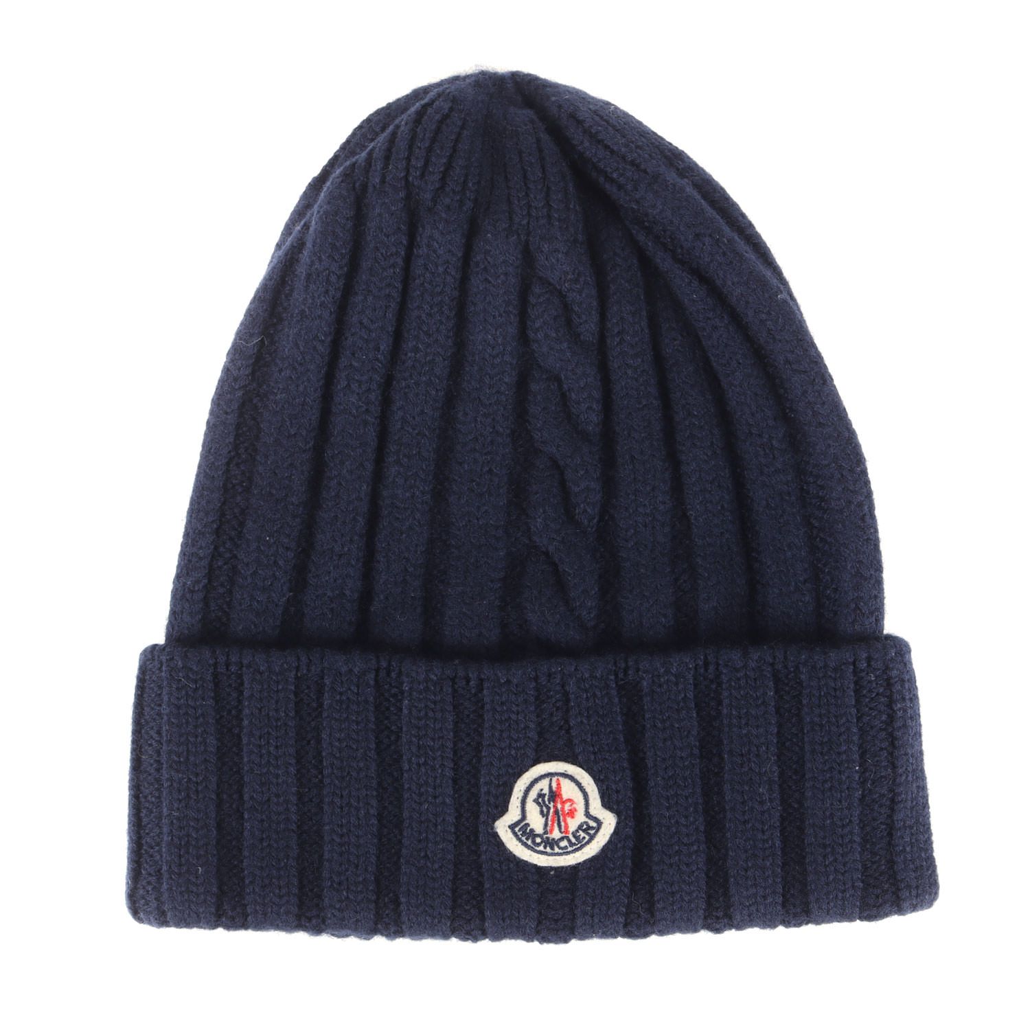MONCLER ネイビー ニット帽 美品 中古・古着通販】MONCLER (モンクレール) ニット帽/BERRETTO ネイビー