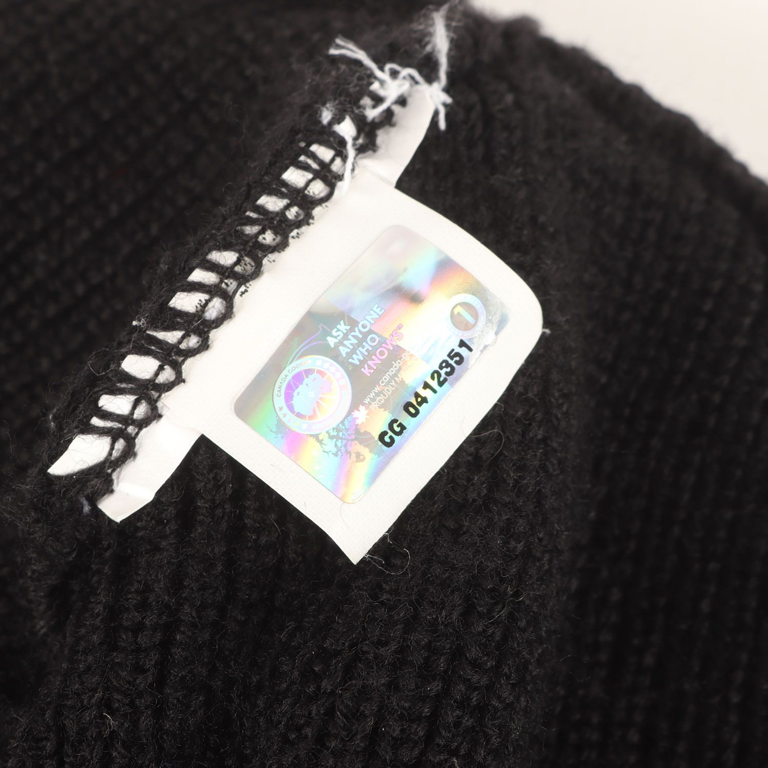  CANADA GOOSE カナダグース ビーニー ロゴパッチ付き ウールニット ブラック 黒 ブランド ニットキャップ 帽子 メンズ ニット帽 ビーニー 帽子
