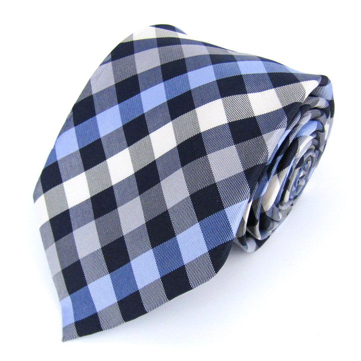 トミーヒルフィガー ブランド ネクタイ チェック柄 シルク PO メンズ ブルー TOMMY HILFIGER 【中古】