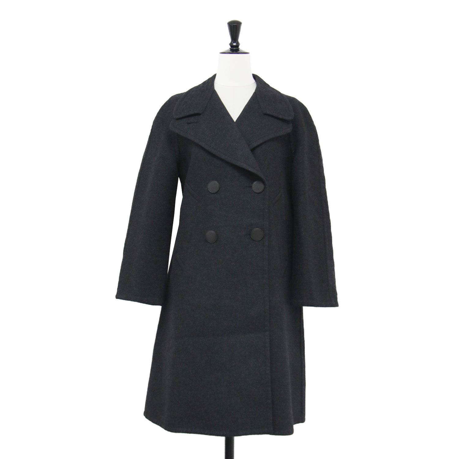 HERMES エルメス コート チャコールグレー サイズ:34(XS) | カシミヤ