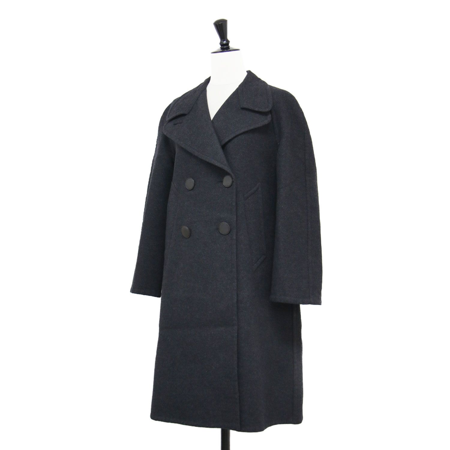 エルメスコート HERMES エルメス コート チャコールグレー サイズ:34(XS) | カシミヤ