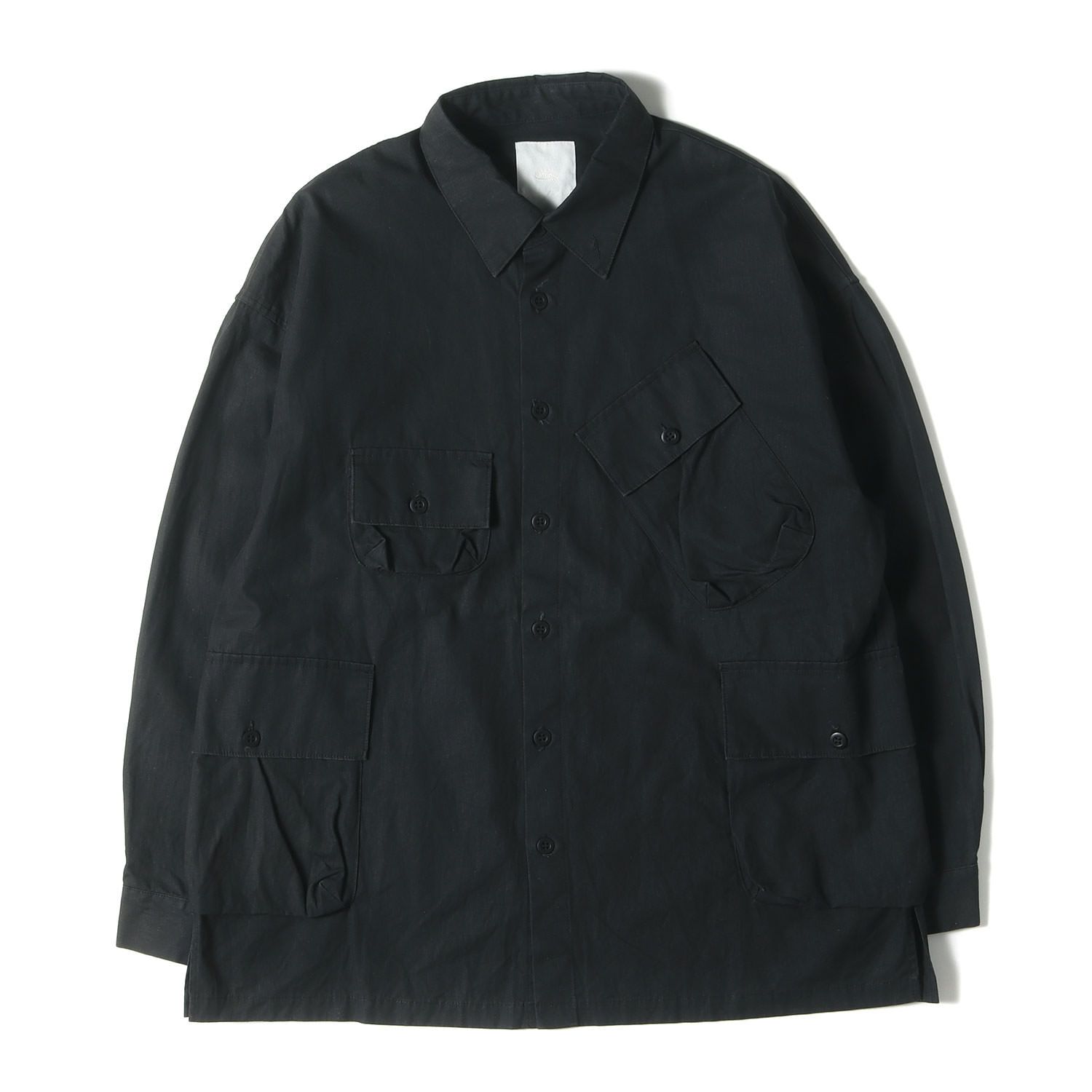 whowhat フーワット ジャケット ブラック 黒 サイズ:M | リネンコットン ミリタリー ファティーグ シャツ ジャケット | MADE IN JAPAN | アウター ブルゾン 上着 | 日本製【メンズ】【中古】【K4668】 whowhat フーワット ジャケット ブラック 黒 サイズ:M | リネン