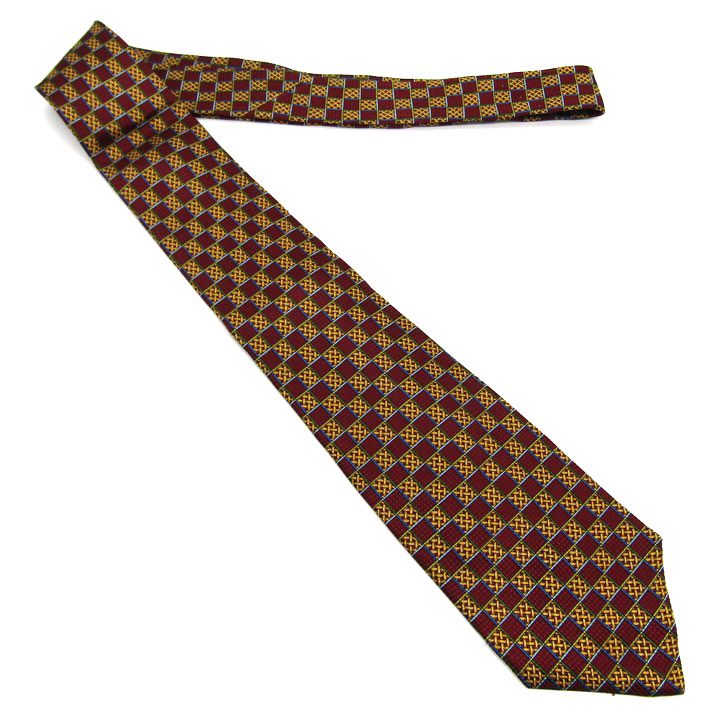 【未使用に近い】ボッテガヴェネタ　ネクタイ　イントレチャート　ボルドー 未使用に近い】ボッテガヴェネタ ネクタイ イントレチャート ボルドー