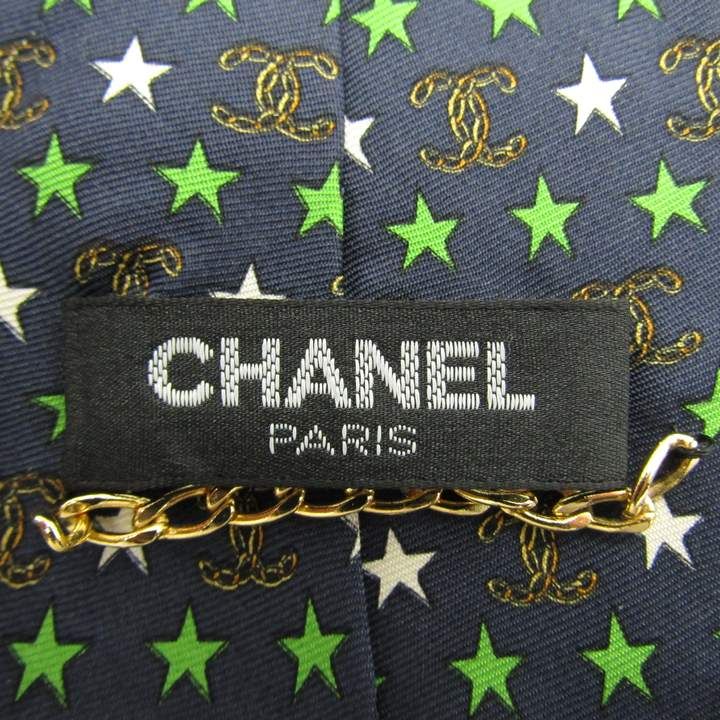 シャネル ブランド ネクタイ ココマーク チェーン付 スター 星柄 小
