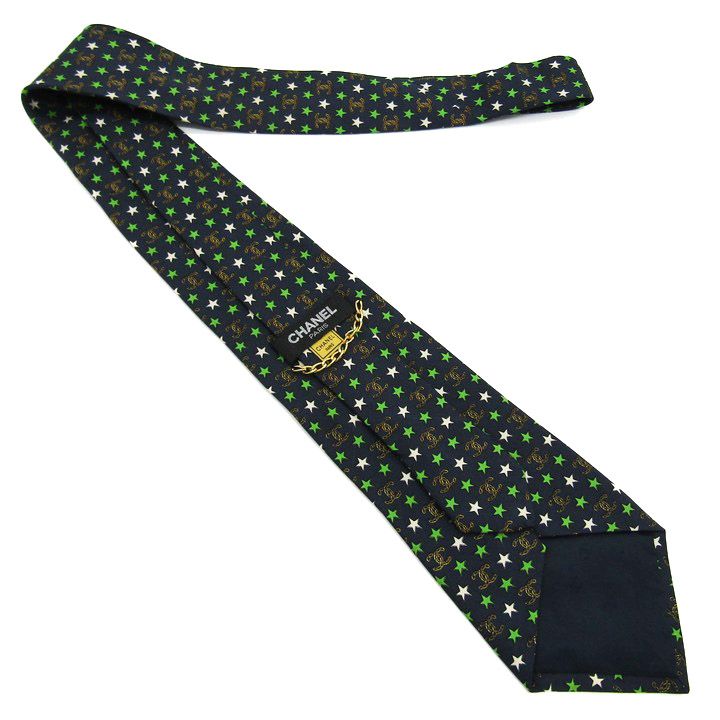 シャネル ブランド ネクタイ ココマーク チェーン付 スター 星柄 小
