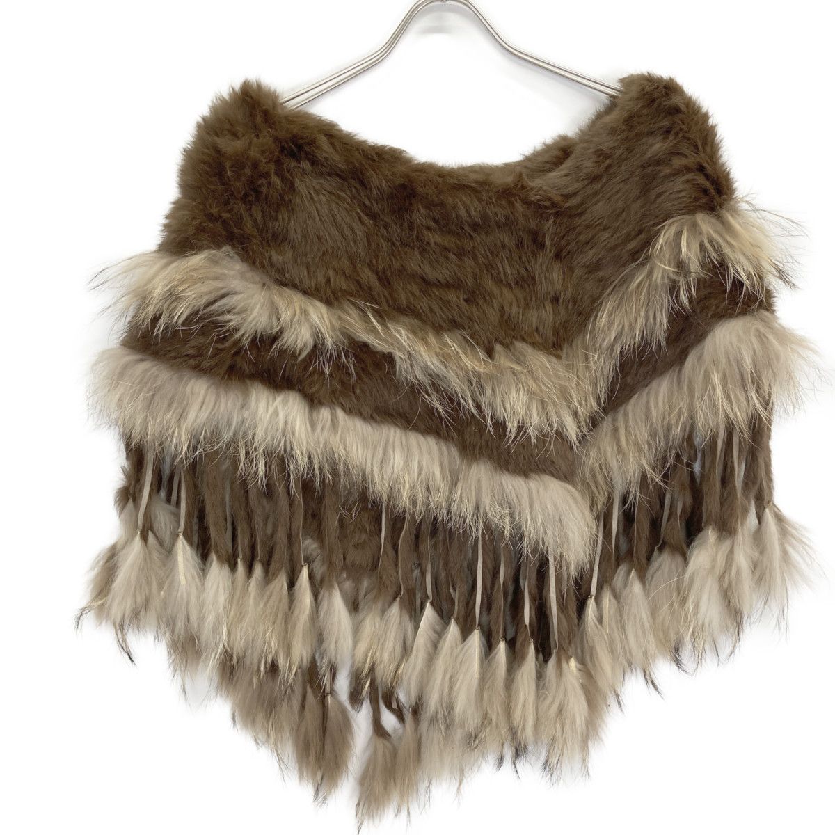  GRACE グレースコンチネンタル ラビットファーｘラクーンファー ポンチョ F ポンチョ ケープコート ジャケット アウター