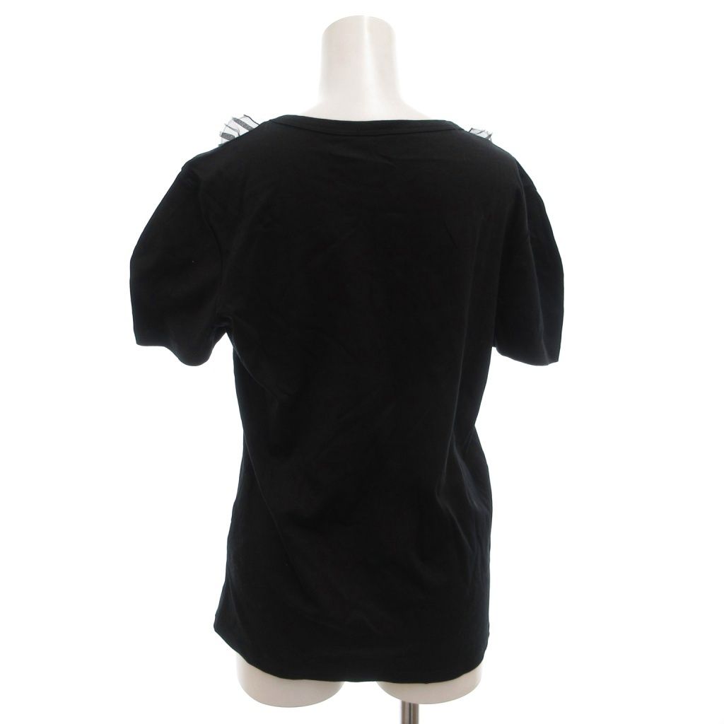 ヴァレンティノ ヴァレンチノ Tシャツ カットソー 半袖 XL 黒 ブラック フリル クルーネック GV GY 53