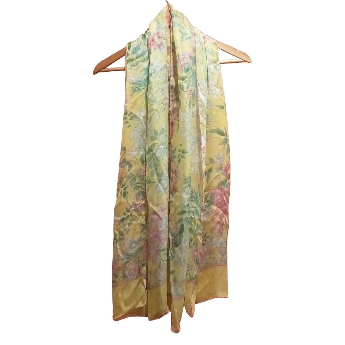 LEONARD(レオナール) スカーフ美品 イエロー×グリーン×マルチ シルク