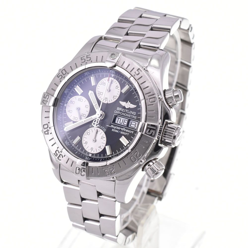 ブライトリング A 13340 スーパーオーシャン クロノグラフ デイデイト 自動巻き メンズ 箱 保証書付き D 144508