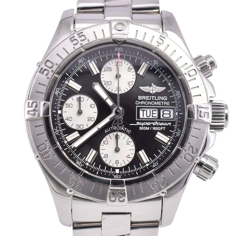 ブライトリング A 13340 スーパーオーシャン クロノグラフ デイデイト 自動巻き メンズ 箱 保証書付き D 144508