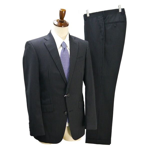 スーツセレクト 2つボタン シングルスーツ 袖口4つボタン Y 6 M ダークグレー ストライプ ノータック 細身 春夏 BLM 9055 5 NL 056 メンズビジネス 202512