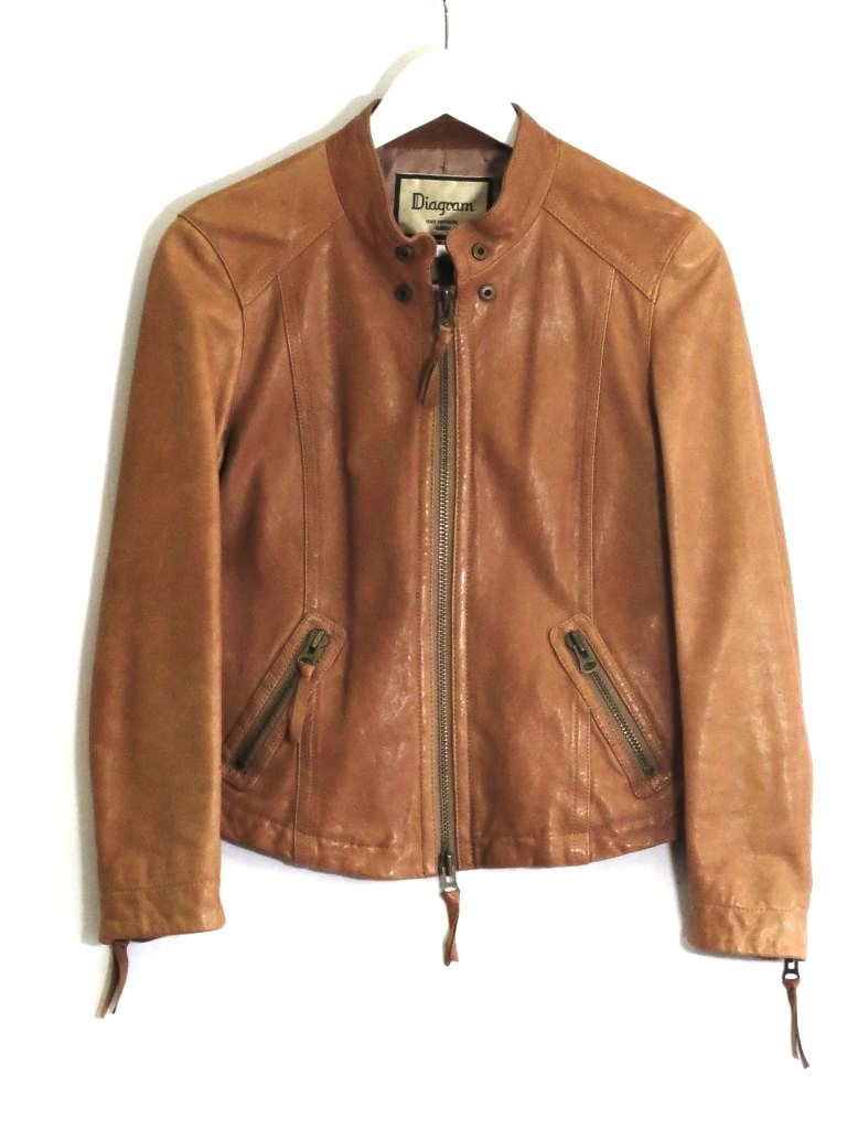 227717 クリーニング済み Diagram ダイアグラム グレースコンチネンタル ラムレザー ジップアップ ジャケット キャメル