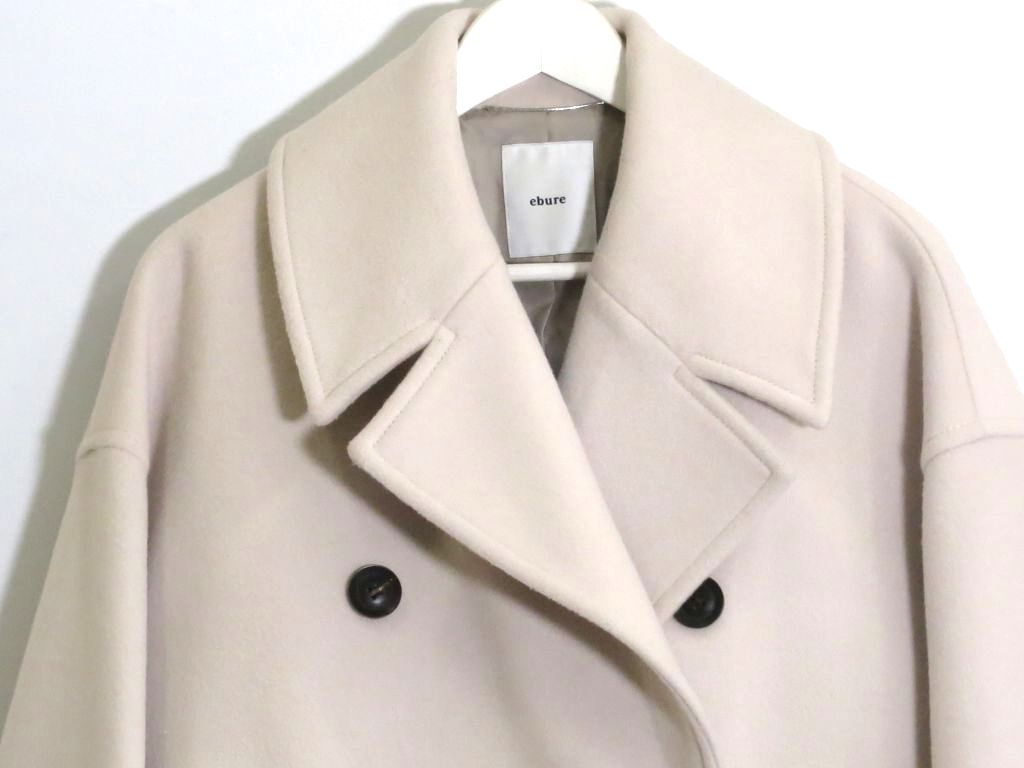 美品　ebure エブール　ロンハーマン　メルトンピーコート ベージュ　36 新品 ロンハーマン別注 ebure エブール ヘビーメルトン ピーコート 36