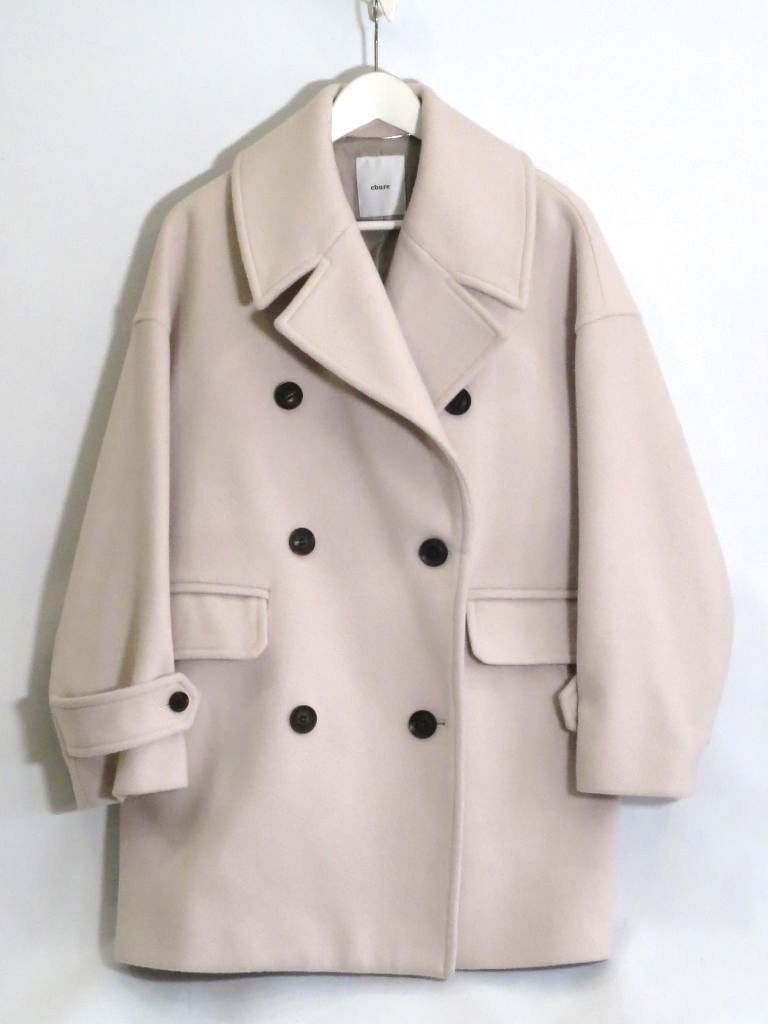 228284】ebure エブール ビーバー メルトンウール Pコート ダブル ・38 228284】ebure エブール ビーバー メルトンウール Pコート ダブル ・38