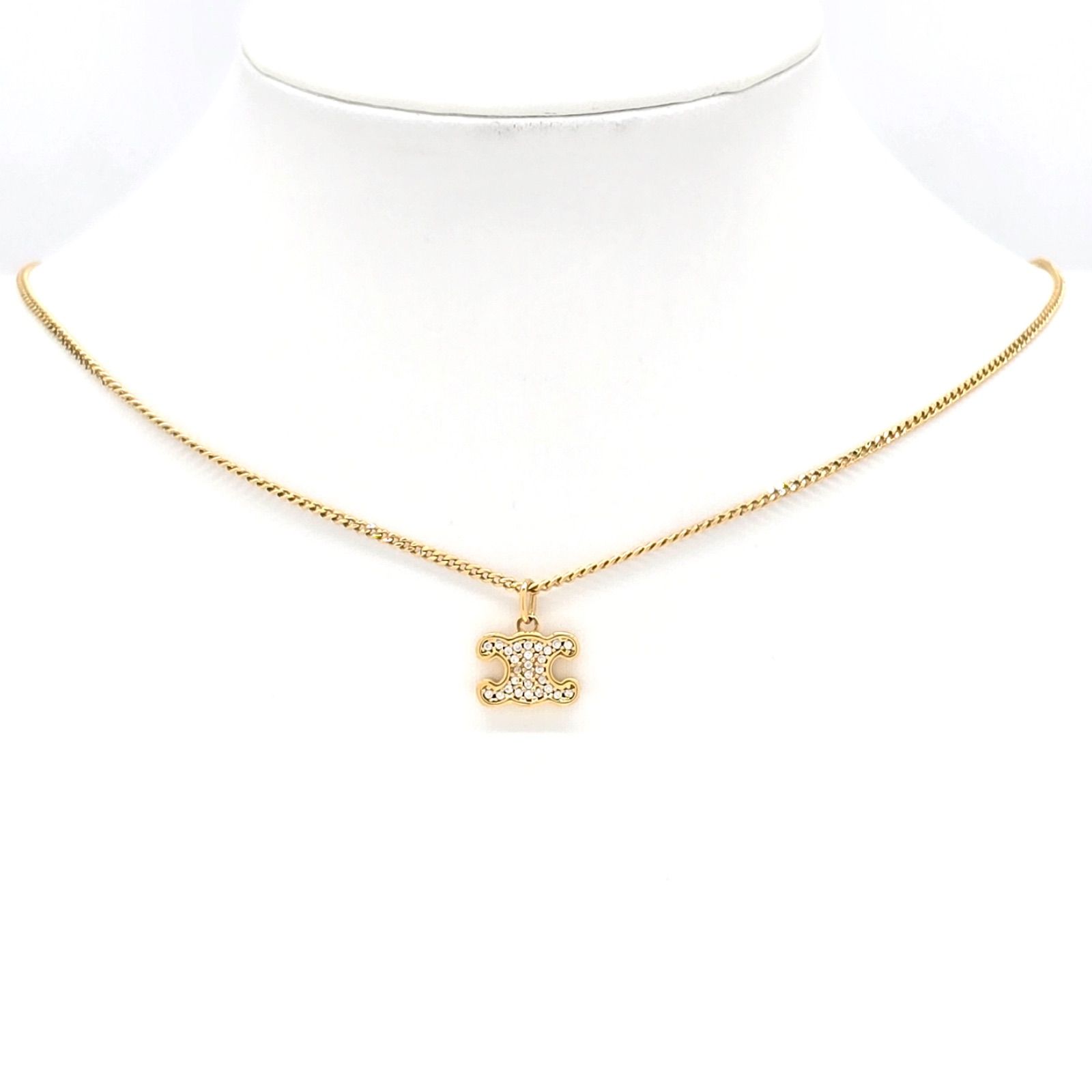 CELINE セリーヌ トリオンフ ラインストーン ネックレス チェーン全長