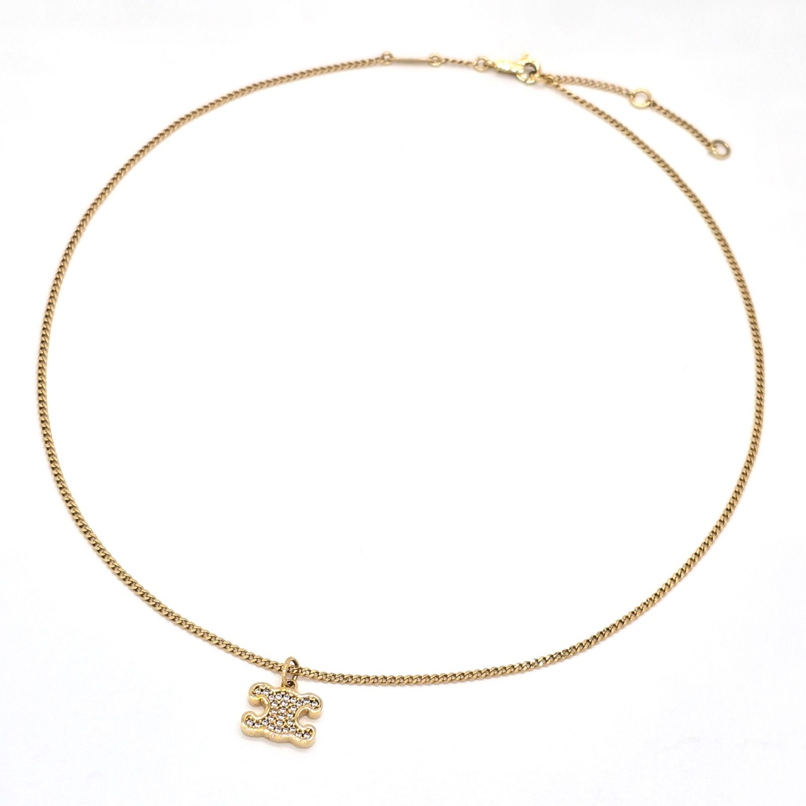 CELINE セリーヌ トリオンフ ラインストーン ネックレス チェーン全長