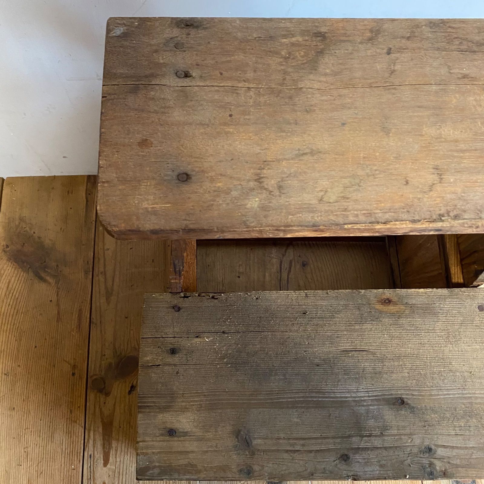 アンティーク 古家具 古道具 木製 踏み台 ステップ台 スツール 花台