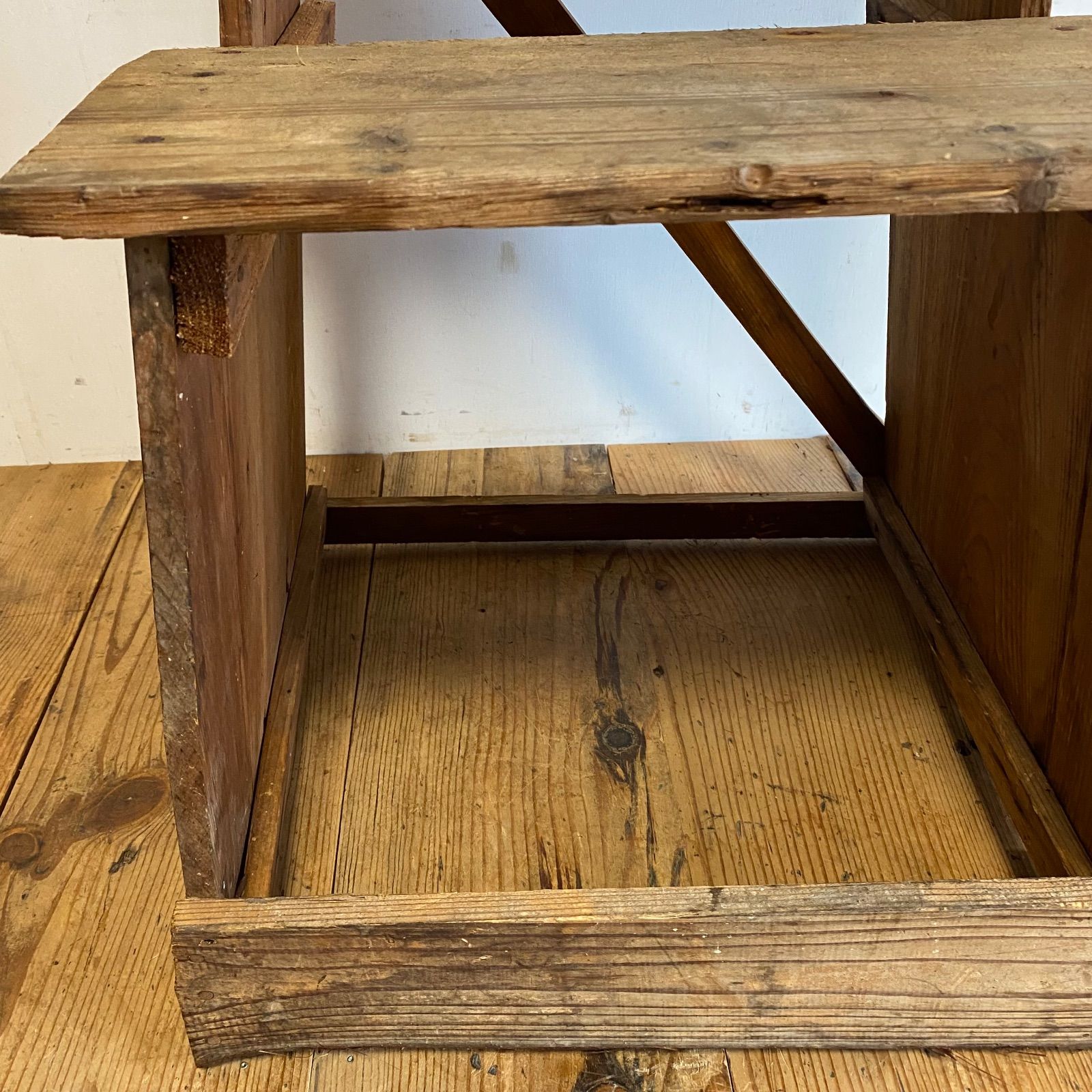 アンティーク 古家具 古道具 木製 踏み台 ステップ台 スツール 花台