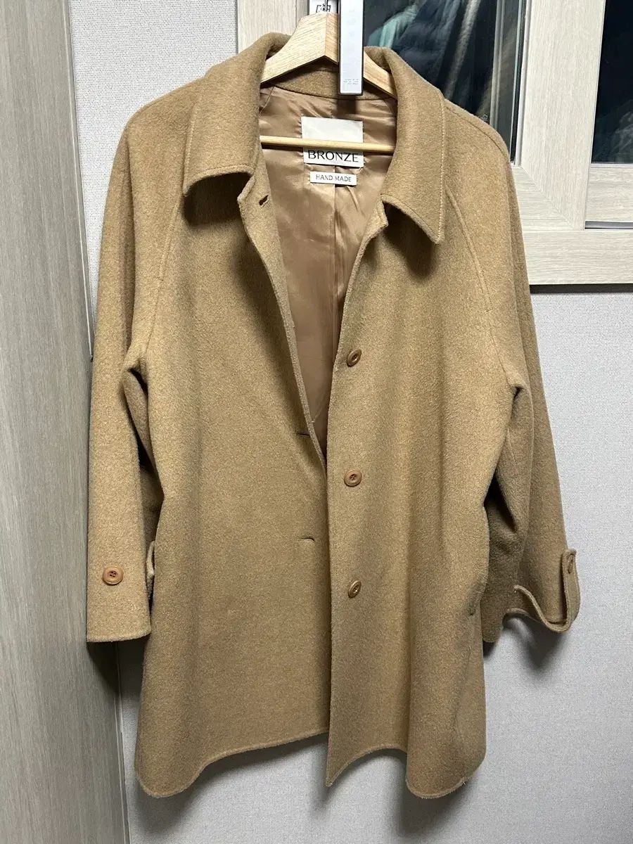 BRONN 韓国通販 ハンドメイド ハーフ コート キャメル