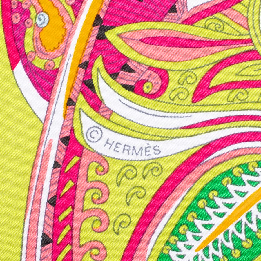 HERMES エルメス カレ90 Le Jardin de la Maharani マハラニの庭 003070 S 06 スカーフ 2017 SS イエロー ピンク