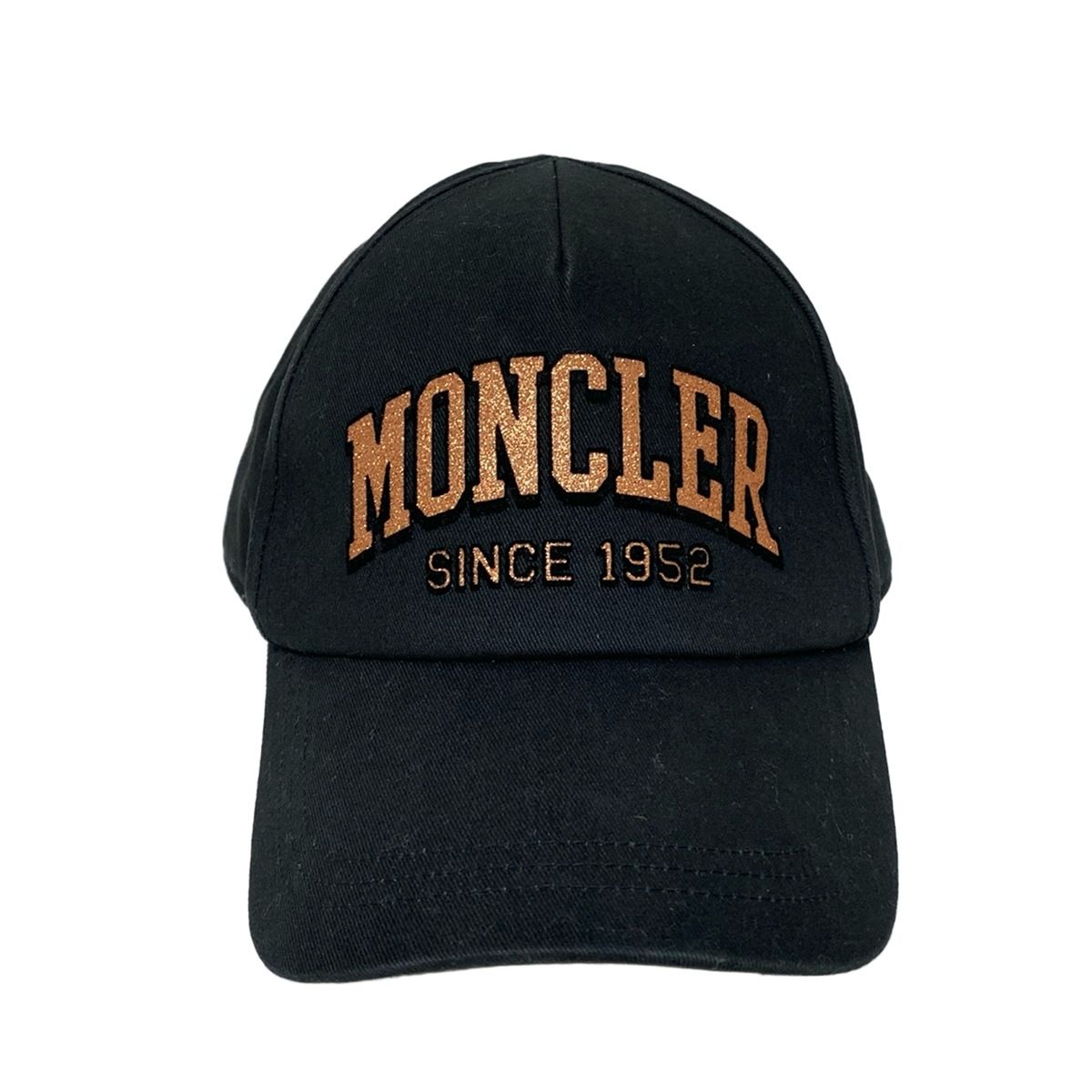 MONCLER モンクレール キャップ 58-66 cm - 黒×ブラウン ラメ コットン
