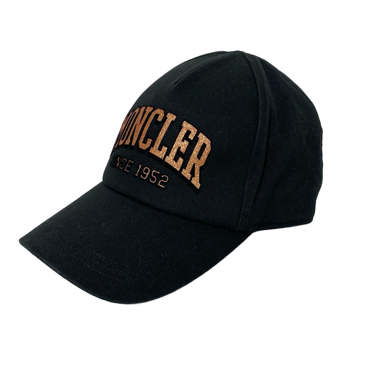 MONCLER モンクレール キャップ 58-66 cm - 黒×ブラウン ラメ コットン