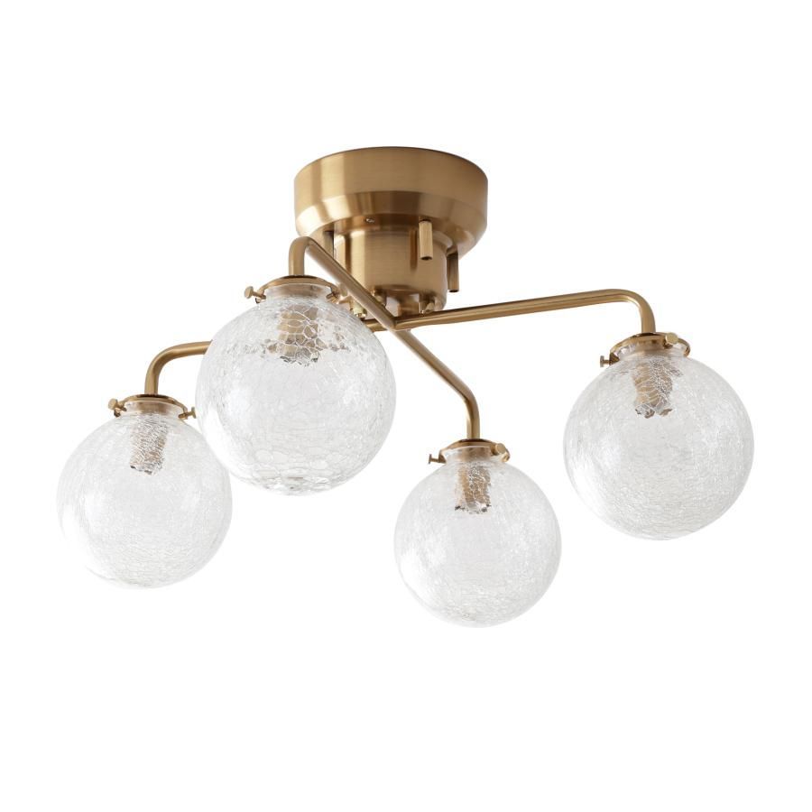 ゴールド シーリングライト 4灯 E17 VENTOTA シーリングライト ゴールドフレーム ガラス 4灯 リモコン付き