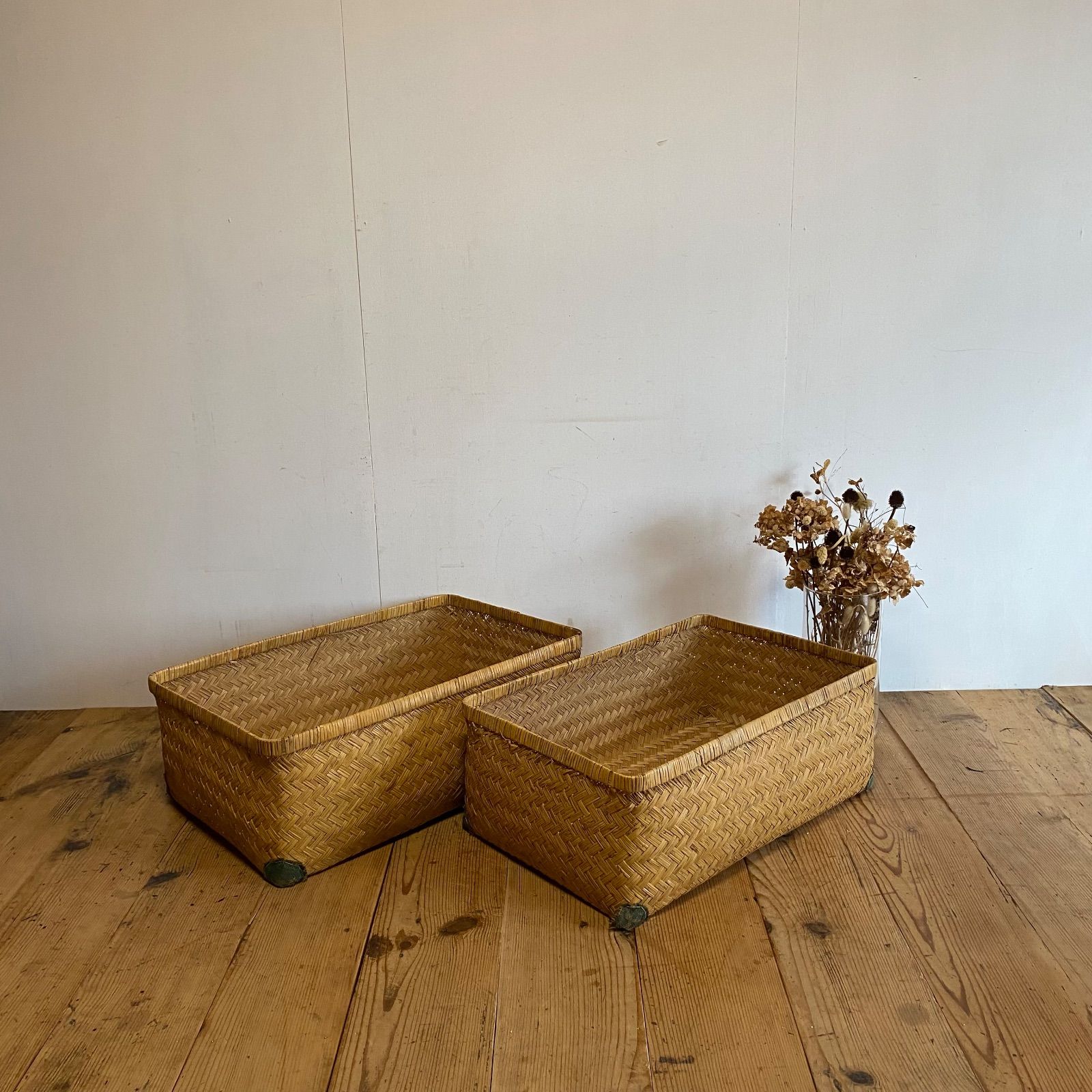 アンティーク 古道具 行李 柳行李 竹編み かご 収納 バスケット 古民具