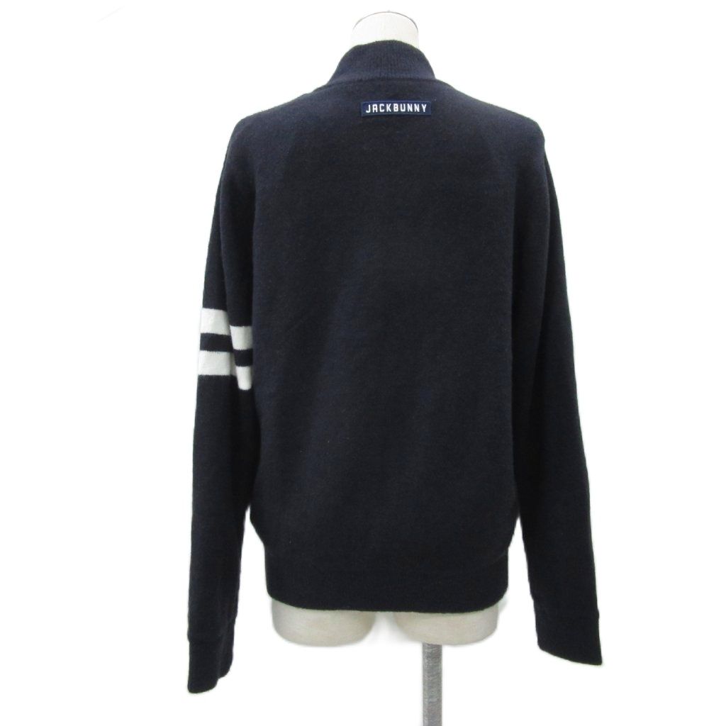 パーリーゲイツ PEARLY GATES ジャックバニー JACK BUNNY ゴルフウェア ニットジャケット 2 ネイビー ジップアップ スタンド ワッペン ミドル丈 263-8172036 YS 4 GY 58